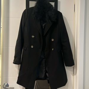 Top Shop pea coat with removable fur collar